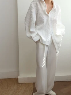 Sale Cable Knit Oversized Shirt Sweater Tops|Blouses & Shirts