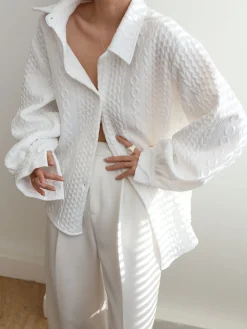 Sale Cable Knit Oversized Shirt Sweater Tops|Blouses & Shirts