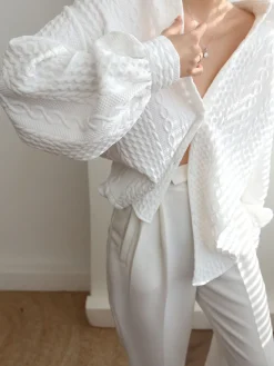 Sale Cable Knit Oversized Shirt Sweater Tops|Blouses & Shirts