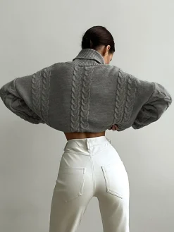 Hot Cable Knit Turtleneck Oversized Sweater Sweater Tops|Sweaters & Cardigans