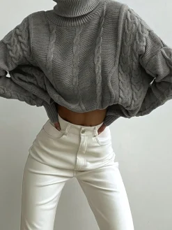 Hot Cable Knit Turtleneck Oversized Sweater Sweater Tops|Sweaters & Cardigans