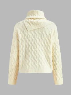 Best Cable Sweater With Button Scarf Sweater Tops|Sweaters & Cardigans