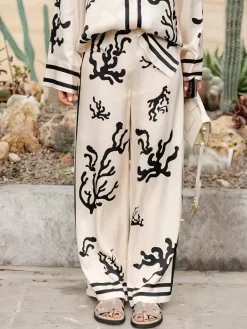 Discount Cactus Print Oversized Pants Set Pants Sets|Long Sleeve Sets