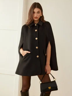 Sale Camellia-Button Cloak Outerwear|Outerwear