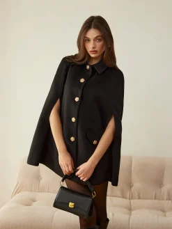 Sale Camellia-Button Cloak Outerwear|Outerwear