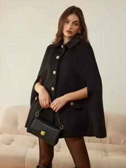 Sale Camellia-Button Cloak Outerwear|Outerwear