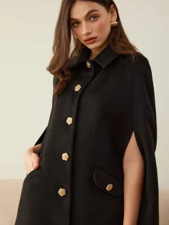Sale Camellia-Button Cloak Outerwear|Outerwear
