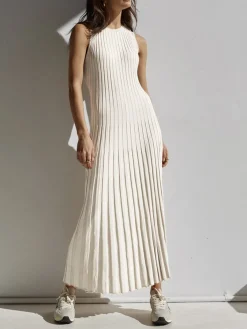 Outlet Camille Knit Pleat Maxi Dress White Dresses|Sweater Dresses