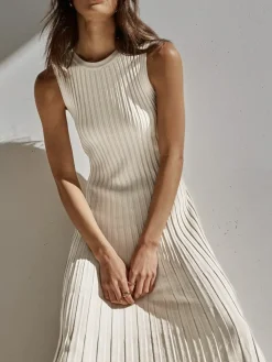 Outlet Camille Knit Pleat Maxi Dress White Dresses|Sweater Dresses