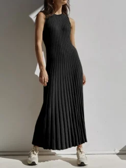 Outlet Camille Knit Pleat Maxi Dress White Dresses|Sweater Dresses