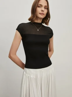 Outlet Cap Shoulder Ribbed Knit Top Sweater Tops|Sweaters & Cardigans