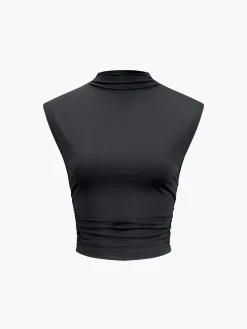 Clearance Cap Sleeve Ruched Crop Top Sweater Tops|Crop Tops