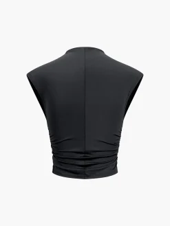 Clearance Cap Sleeve Ruched Crop Top Sweater Tops|Crop Tops