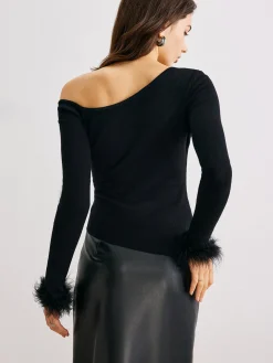 Best Cashmere Asymmetrical Neck Slim Sweater Sweater Tops|Sweaters & Cardigans