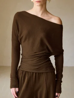 Sale Casual Asymmetrical Neck Slim Sweater Sweater Tops|Sweaters & Cardigans
