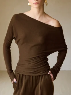 Sale Casual Asymmetrical Neck Slim Sweater Sweater Tops|Sweaters & Cardigans