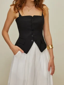 Sale Casual Button 2 in 1 Tank Top Tank Tops & Camis|Tops