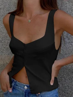 Sale Casual Button-Front Tank Top Tank Tops & Camis|Tops
