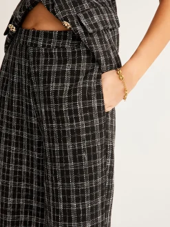 Outlet Casual Checked Tweed Pants Pants|Matching Sets
