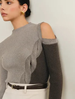 Hot Casual Color Block Cutout Knit Top Sweater Tops|Sweaters & Cardigans