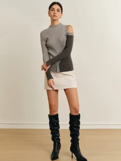 Hot Casual Color Block Cutout Knit Top Sweater Tops|Sweaters & Cardigans