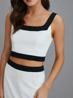 New Casual Contrast Short Skirt Set Skirt Sets|Long Sleeve Sets