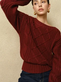 Outlet Casual Crew Neck Cable-Knit Top Sweater Tops|Sweaters & Cardigans