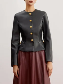 New Casual Faux Leather Slim Jacket Outerwear|Jackets