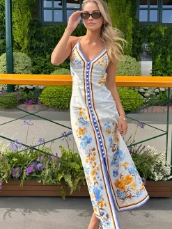 Best Casual Floral Printed Halter Long Dress Dresses