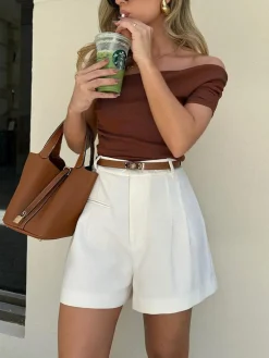 Hot Casual Mid Waist Shorts Without Belt Shorts|Bottoms