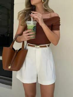 Hot Casual Mid Waist Shorts Without Belt Shorts|Bottoms