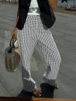 Online Casual Plaid Wide Leg Pants Wide Leg|Pants