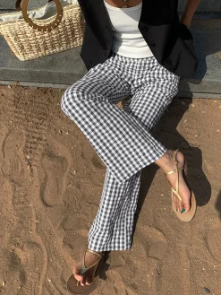 Online Casual Plaid Wide Leg Pants Wide Leg|Pants