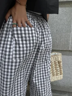 Online Casual Plaid Wide Leg Pants Wide Leg|Pants
