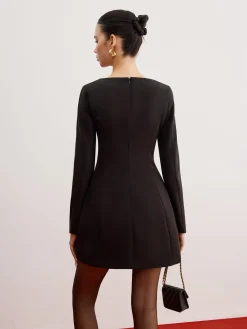 Sale Casual Plain Slim Short Dress Black Dresses|Casual Dresses