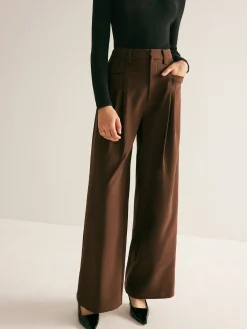 Online Casual Pleated Mid Waist Pants Pants|Bottoms