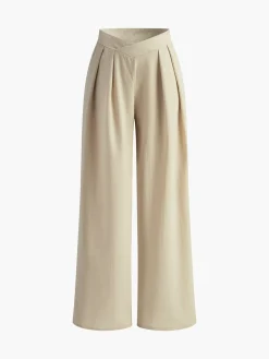New Casual Pleated Wide Leg Pants Wide Leg|Pants