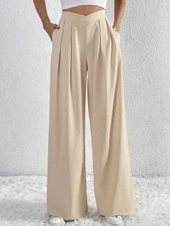 New Casual Pleated Wide Leg Pants Wide Leg|Pants