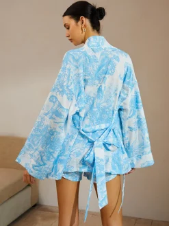 Outlet Casual Printed Shorts Set With Belt Shorts Sets|Shorts