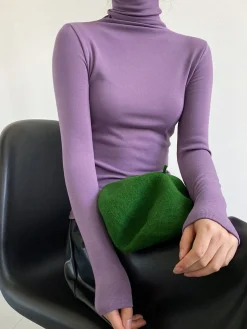 Clearance Casual Ribbed Turtleneck Shirt Sweater Tops|T-shirts
