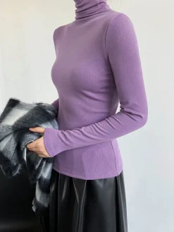 Clearance Casual Ribbed Turtleneck Shirt Sweater Tops|T-shirts
