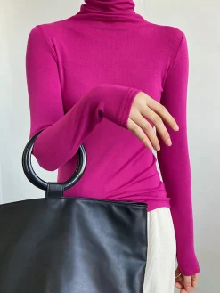 Clearance Casual Ribbed Turtleneck Shirt Sweater Tops|T-shirts