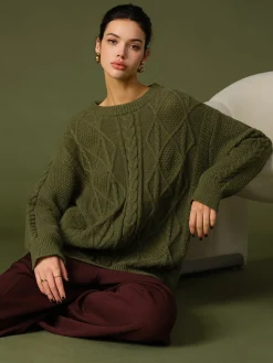 Discount Casual Round Neck Twist Sweater Sweater Tops|Sweaters & Cardigans