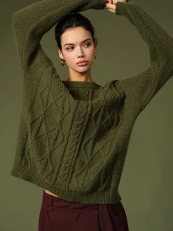 Discount Casual Round Neck Twist Sweater Sweater Tops|Sweaters & Cardigans