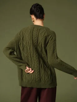 Discount Casual Round Neck Twist Sweater Sweater Tops|Sweaters & Cardigans