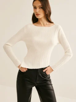 New Casual Split Knit Top Sweater Tops|Sweaters & Cardigans