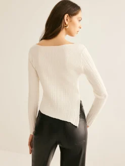 New Casual Split Knit Top Sweater Tops|Sweaters & Cardigans