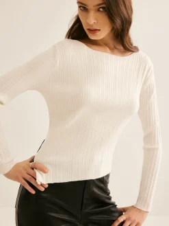 New Casual Split Knit Top Sweater Tops|Sweaters & Cardigans