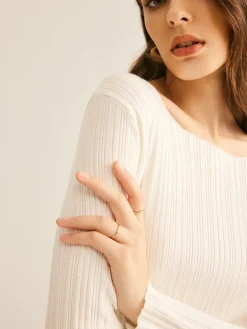 New Casual Split Knit Top Sweater Tops|Sweaters & Cardigans