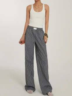 Casual Striped Wide Leg Pants Wide Leg|Pants